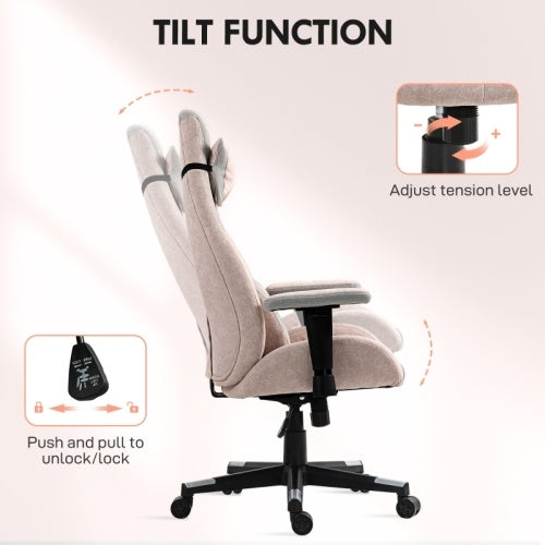 Pale Pink Fabric Gaming Chair