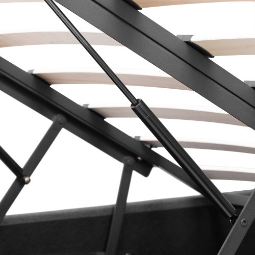Grey King Bed Frame with Hydraulic Storage
