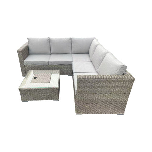 Contemporary Outdoor Lounge Set – Brown 3-Seater Sofa