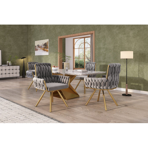 Modedevieco Luxury Velvet Swivel Chair – Grey Armchair
