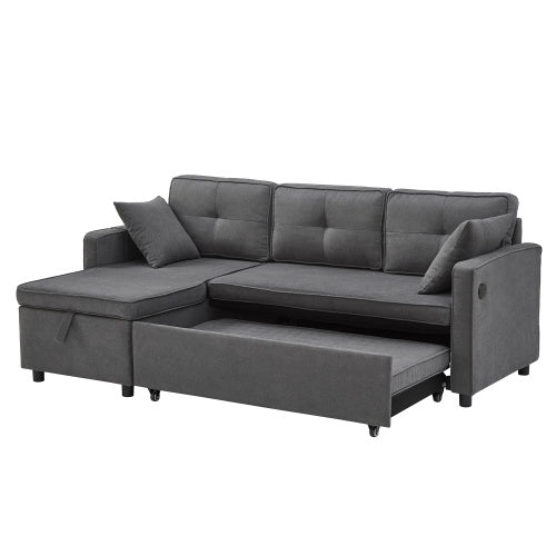 Convertible L-Shaped Sofa bed with Charging Ports
