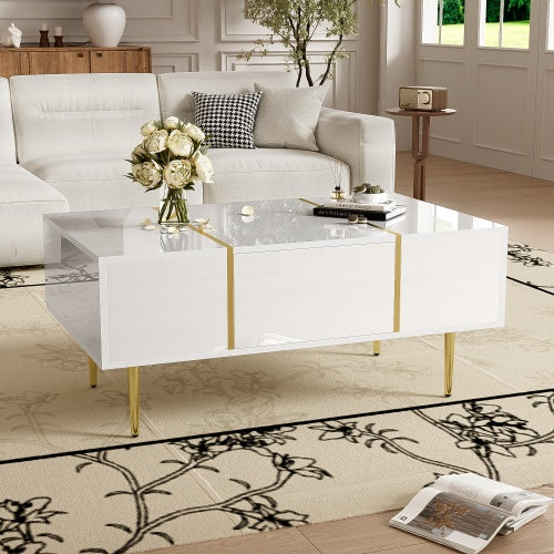 White High-Gloss Coffee Table – Modern Minimalist Look