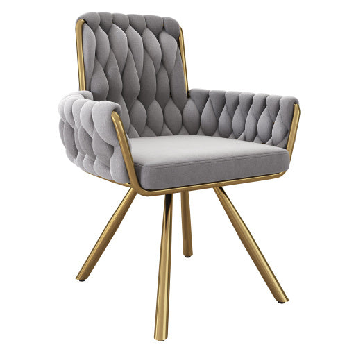 Modedevieco Luxury Velvet Swivel Chair – Grey Armchair