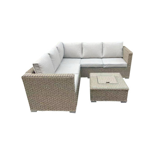 Contemporary Outdoor Lounge Set – Brown 3-Seater Sofa