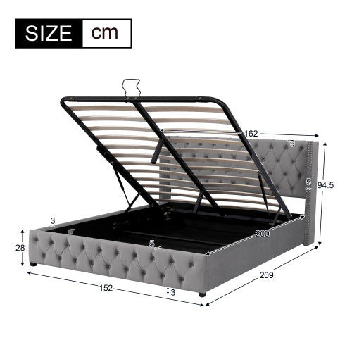 Modern Upholstered Storage Bed with Hydraulic Lever