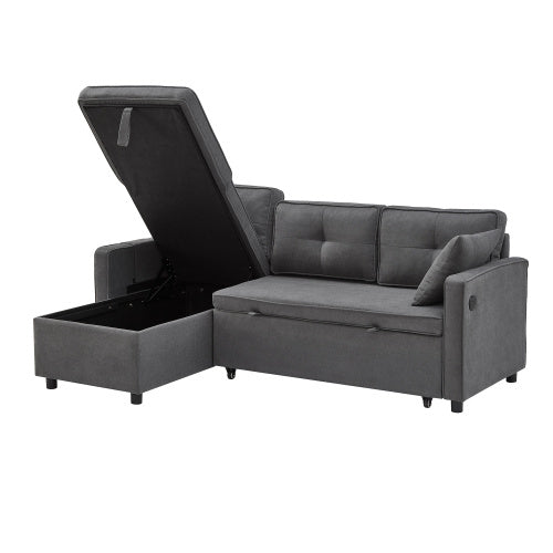 Convertible L-Shaped Sofa bed with Charging Ports