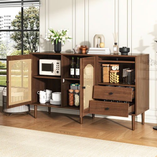 Elegant Country-Style Sideboard – Rattan Door Cabinet