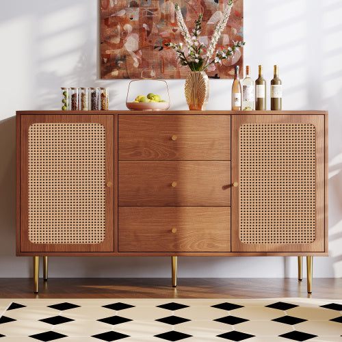 Modern Walnut Sideboard – Modedevieco Rattan Cabinet