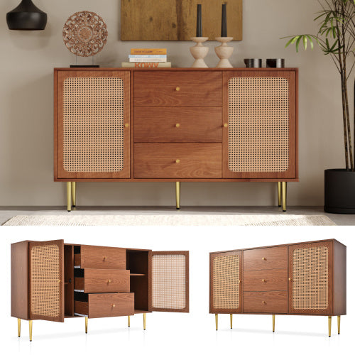 Modern Walnut Sideboard – Modedevieco Rattan Cabinet