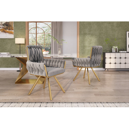 Modedevieco Luxury Velvet Swivel Chair – Grey Armchair