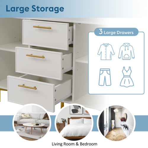 Modedevieco Stylish White Sideboard Cabinet – Spacious Storage