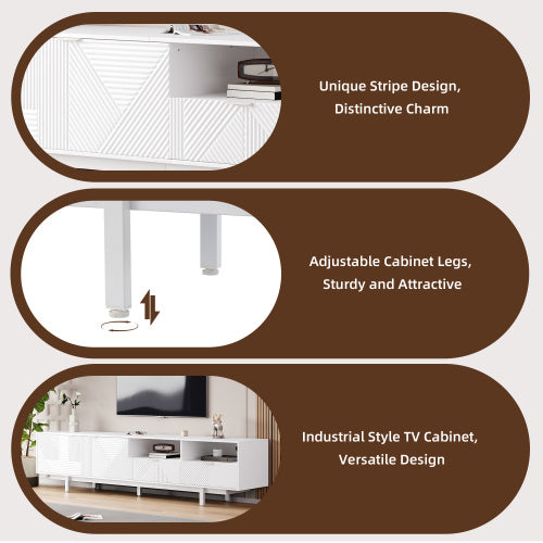 White TV Cabinet with Storage for Living Room