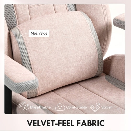 Pale Pink Fabric Gaming Chair