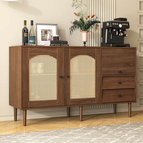 Elegant Country-Style Sideboard – Rattan Door Cabinet