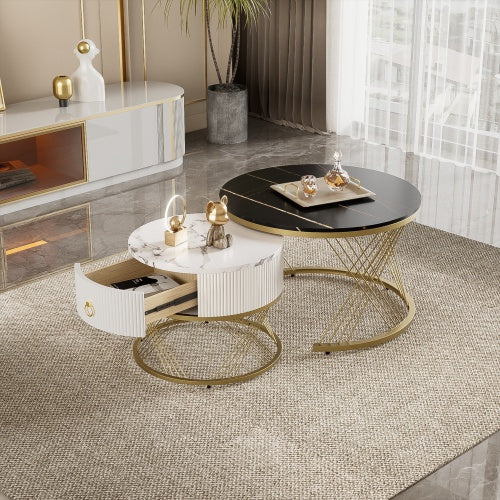 Modedevieco Nesting Coffee Table Set – Elegant Marble