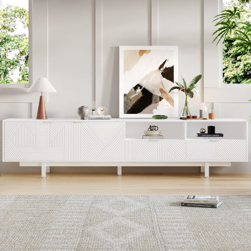 White TV Cabinet with Storage for Living Room