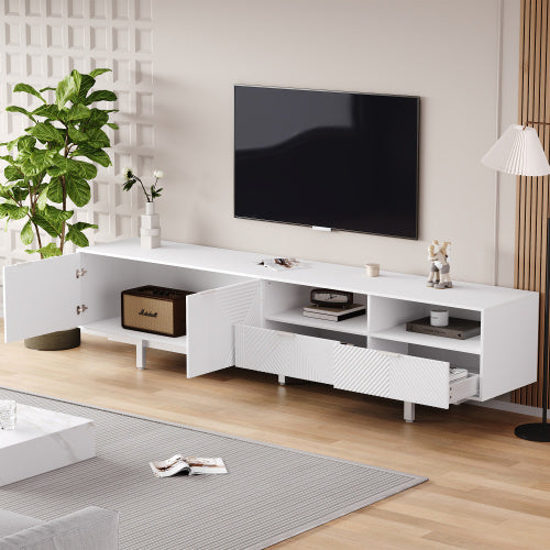 White TV Cabinet with Storage for Living Room