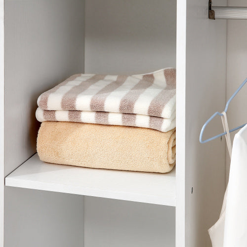 White Open Wardrobe with Wheels - White