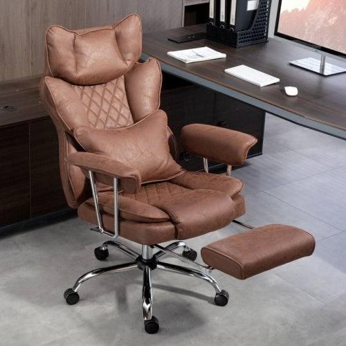Premium Leather Reclining Desk Chair