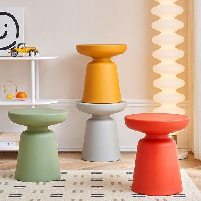 Mushroom-Style Stool & Side Table – Minimalist Plastic Design