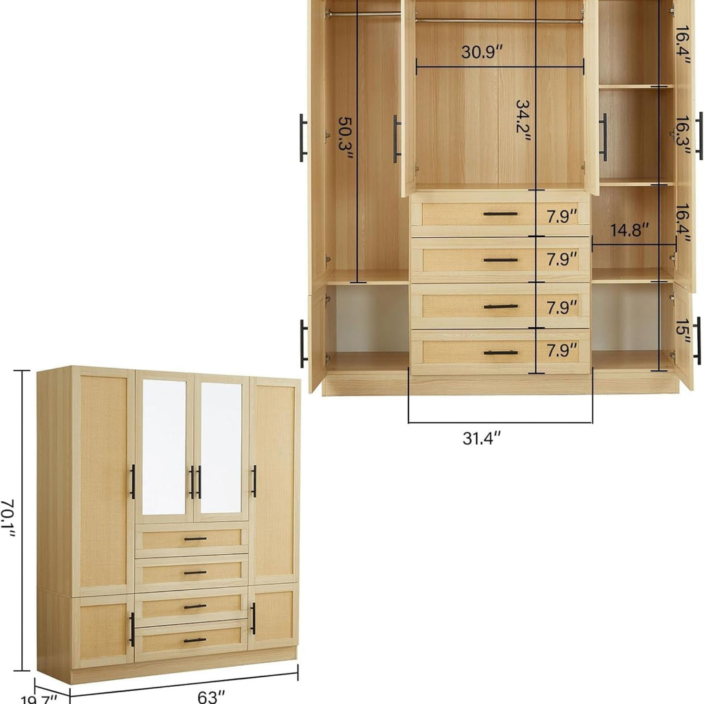 Rattan Bedroom Armoires and Wardrobes