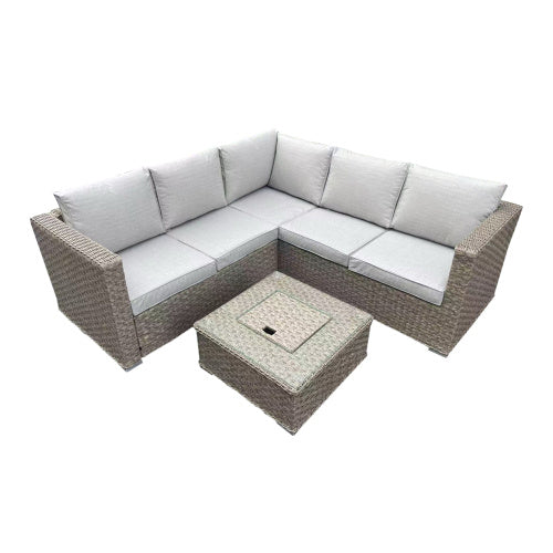 Contemporary Outdoor Lounge Set – Brown 3-Seater Sofa