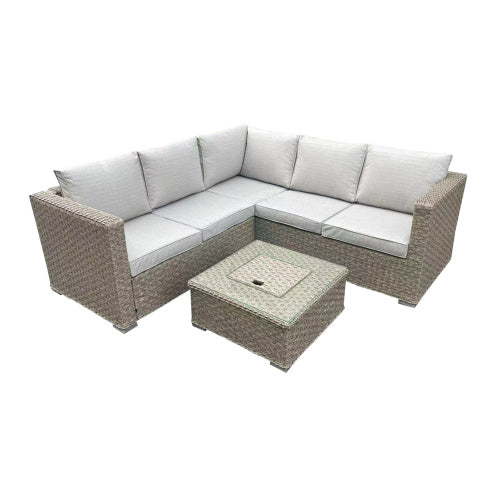 Contemporary Outdoor Lounge Set – Brown 3-Seater Sofa