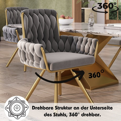 Modedevieco Luxury Velvet Swivel Chair – Grey Armchair