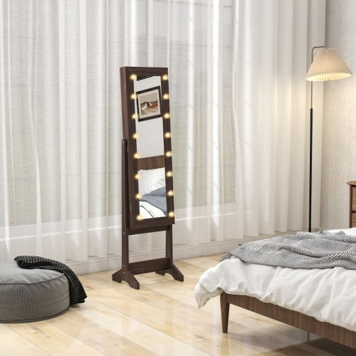 Freestanding Mirrored Jewellery Storage Cabinet - Dark Brown