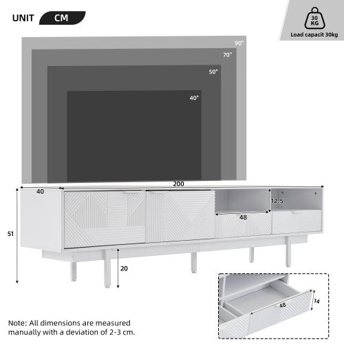 White TV Cabinet with Storage for Living Room