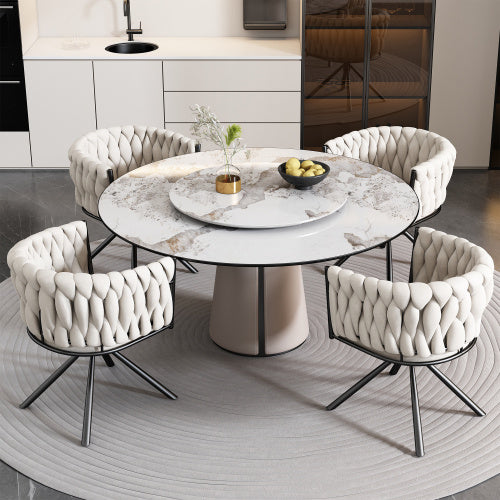Beige Velvet Swivel Chair – Modedevieco Modern Dining