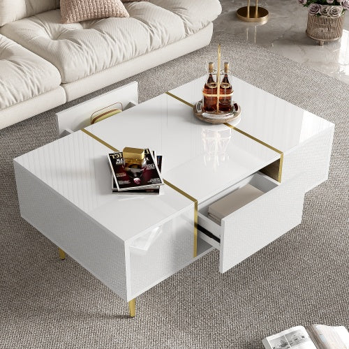 White High-Gloss Coffee Table – Modern Minimalist Look