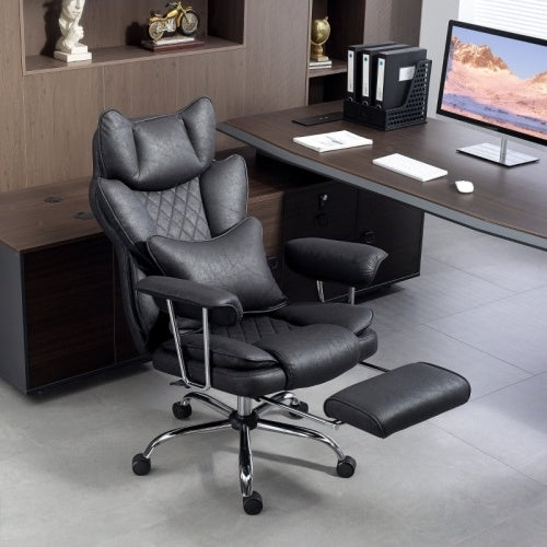 Premium Leather Reclining Desk Chair