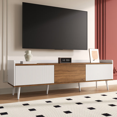 Modedevieco Elegant Compact TV Stand – Black & Natural Wood