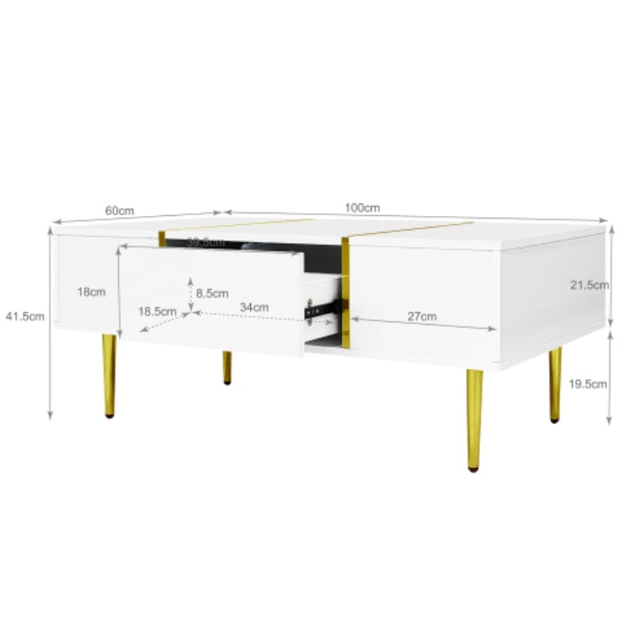 White High-Gloss Coffee Table – Modern Minimalist Look