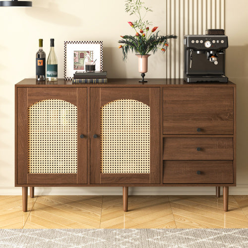 Elegant Country-Style Sideboard – Rattan Door Cabinet