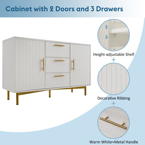 Modedevieco Stylish White Sideboard Cabinet – Spacious Storage