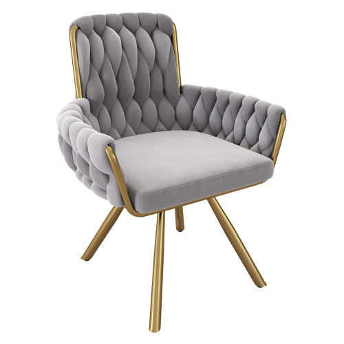 Modedevieco Luxury Velvet Swivel Chair – Grey Armchair