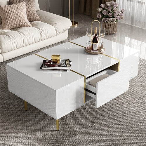 White High-Gloss Coffee Table – Modern Minimalist Look