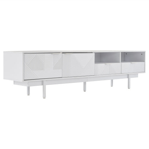 White TV Cabinet with Storage for Living Room