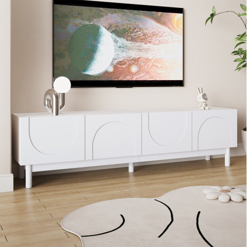 Modedevieco Contemporary TV Stand – Curved Door Design