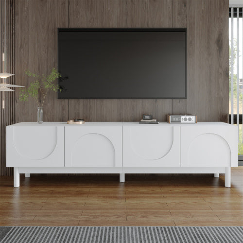 Modedevieco Contemporary TV Stand – Curved Door Design