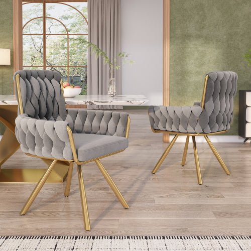 Modedevieco Luxury Velvet Swivel Chair – Grey Armchair