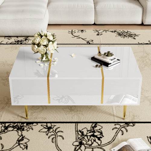 White High-Gloss Coffee Table – Modern Minimalist Look