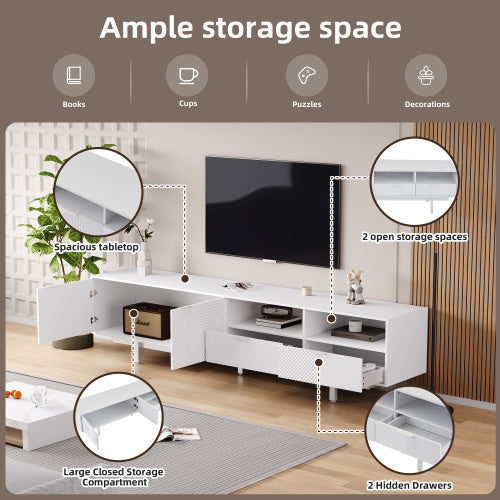 White TV Cabinet with Storage for Living Room