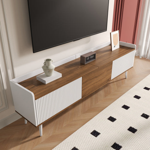 Modedevieco Elegant Compact TV Stand – Black & Natural Wood