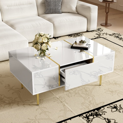 White High-Gloss Coffee Table – Modern Minimalist Look