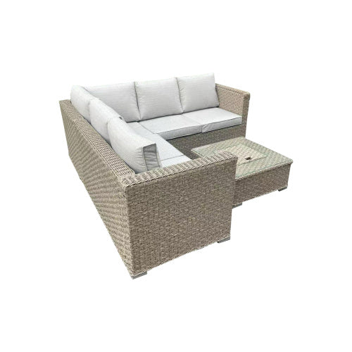 Contemporary Outdoor Lounge Set – Brown 3-Seater Sofa