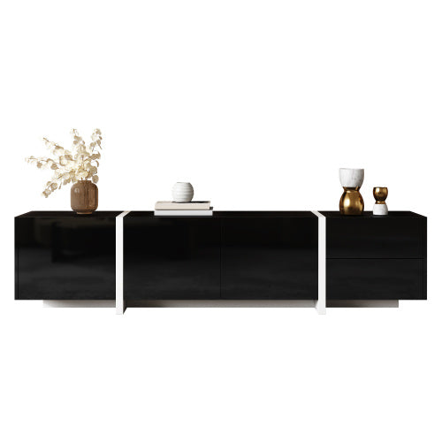 Modedevieco Designer TV Unit – Black High-Gloss Body