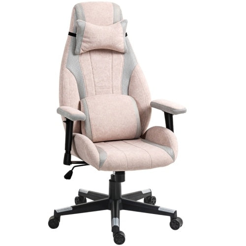 Pale Pink Fabric Gaming Chair